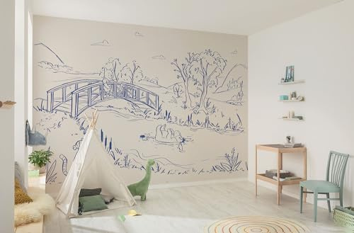 Komar Vlies Fototapete - Disney Winnie the Pooh Blue Ink - Größe 350 x 250 cm - Tapete, Kinderzimmer, Kindertapete