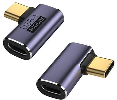Générique 2 Pièces kit Adaptateur USB-C Coudé à 90 Degrés 40 Gbps avec Charge 240W PD, Compatible avec Ports Thunderbolt 4, USB4, Thunderbolt 3 pour Ordinateurs Portables, Smartphones, Noir