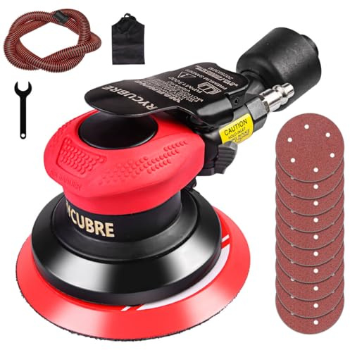 Air Sander with Vacuum 5 Inch da Palm Sander for auto body, High-Speed Random Orbital Pneumatic Sander for Woodworking & Auto Polishing (including 12 sandpaper + accessories)