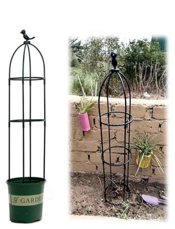 GLMGBP Torre Obelisco Traliccio da Giardino in Fibra di Vetro 95cm 120cm 145cm Supporto per Piante Alte per Viti Rampicanti e Fiori Supporti per Piante in Vaso Torre per Verdure (Colore: Nero, Dime
