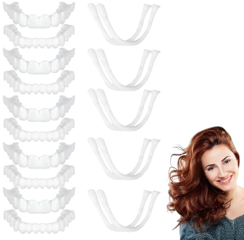 LAKPYN 5 Pezzi Denti Finti Professionali Set, Dentiera Provvisoria,Dentiere Provvisorie Superiori e Inferiori, Per Sbiancare i Denti Imperfetti, Unisex