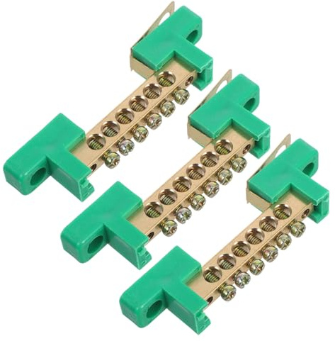 Hoement 3pièces Bornier Connexion Électrique Cuivre Lot De Barrette De Mise La Terre Pour Installation Facile Boîte Verte