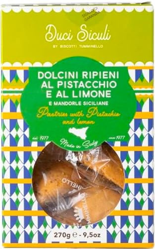 Biscotti Tumminello, Dolcini ripieni al pistacchio, limone e mandorle siciliane, 270 g