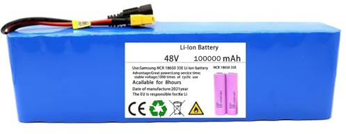 48V 100AH 13S3P Ebike Batería De Iones De Litio con Cargador para 1000W 750W 500W Bicicleta Eléctrica Scooter Motor Baterías De Litio De Alta Potencia XT60