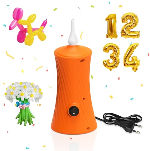 PlusFive Ballonpumpe Elektrisch 30W, Ballpumpe für Lange Ballons & Folienballons – Leise & Schlankem Design Mini Luftpumpe,CEE 7/16 Luftpumpe Elektrisch für Party, Hochzeit, Geburtstag