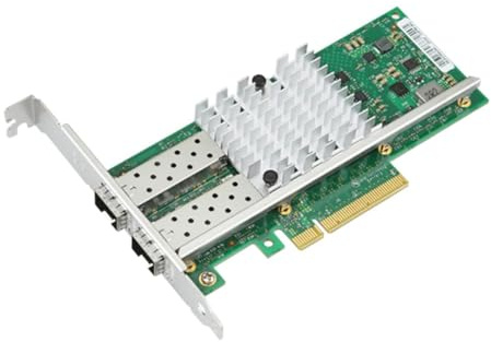 Muuookka Tarjeta de Red X520-DA2 82599ES de 10 GB con Dos Puertos SFP+, Adaptador de Tarjeta de Red Ethernet PCI Express X8 para Servidor de Fibra