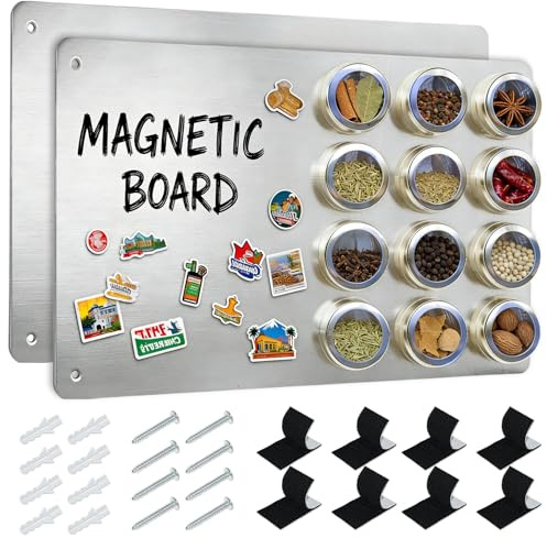 Lot de 2 Tableau Magnétique Mural, 43 x 30cm Plaque Aimantée pour Magnets, Tableau Aimanté Mural pour Aimants et Notes, Autocollant pour Bureau, Cuisine, Réfrigérateur (Gris)