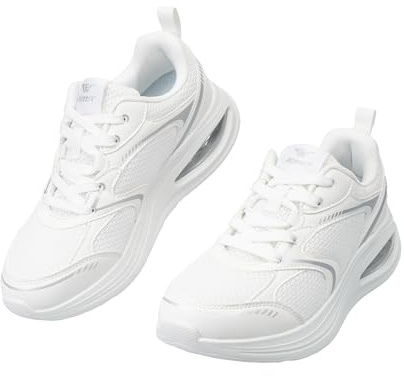 JOMIX Scarpe da Ginnastica Donna con Ammortizzatore ad Aria Sneakers Casual Sportive Leggere e Antiscivolo Scarpe da Running per Corsa e Fitness (Bianco,37)