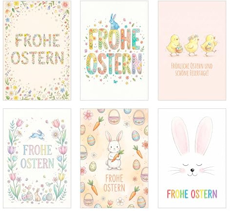 Edition Seidel Set 6 Grußkarten zu Ostern mit Umschlag. Glückwunschkarten Osterkarten Doppelkarten Klappkarten Kartenset Karte Grußkarte Gruß Spruch Frohe Ostern Osterfest (SW026)