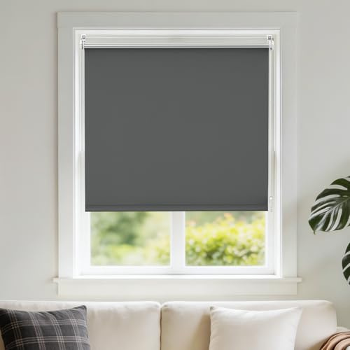 CELESTA Verdunkelungsrollo Klemmfix ohne Bohren 85 x 130cm | 100% Verdunkelung & Sichtschutz, Thermo- & Hitzeschutz, Rollo für Fenster und Türen, ohne Bohren, Pflegeleicht, Dunkelgrau