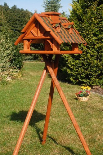 massives Futterhaus/Vogelhaus, +++imprägniert+++ mit Ständer, Vogelfutterhaus mit Futtersilo, Silo