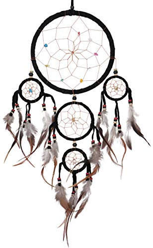 GURU SHOP Traumfänger mit Halbedelsteinen - Schwarz, Size:12 cm