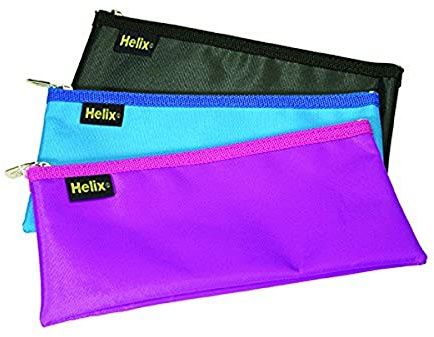 Helix 200x100 Nylon Pencil Case (1 of Assorted Colours - Black Blue and Purple)