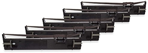vhbw 5x Farbband Schriftband kompatibel mit Epson LQ-680K | LQ-680, LQ-690, LQ680K-II, LQ680, LQ690 Nadeldrucker, Bondrucker - Schwarz