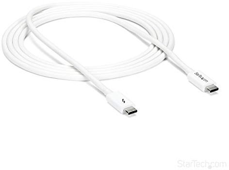 StarTech.com Cable Thunderbolt 3 Pasivo de 2m, 20Gbps, PD 100W, Vídeo 4K, Cable Thunderbolt, Compatible con USB4 / Modo Alt DP, Thunderbolt 4, USB 3.2, USB-C, Blanco (TBLT34MM2MW)