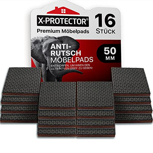 X-Protector Antirutsch Pads 16 Stück 50 mm - Antirutsch Gummi Selbstklebend - Rutschhemmer für Möbel - Anti-rutsch Gummi - Antirutschpads für Möbel!