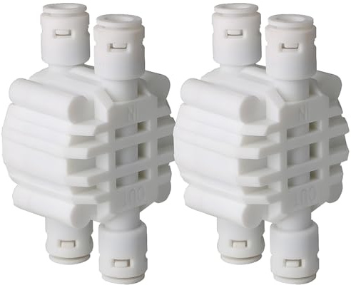 CESFONJER 2 Pcs 1/4 Auto Shut-Off 4-Wege-Ventil mit Steckanschlüssen, passend RO Umkehrosmose Pure-Wasserfiltersystem