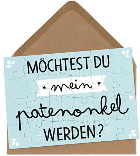 OWLBOOK Patenonkel Fragen Puzzle mit Brief-Umschlag Geschenke Geschenkideen für Patenonkel zur Geburt & Schwangerschaft zur Taufe