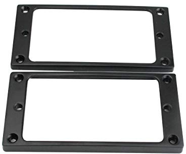 Guyker Flat Metal Humbucker Pickup Mounting Ring Set - Bridge Neck Pickups Cover Frame Replacement Part for Electric Guitar or Precision Bass(2PCS, Black)