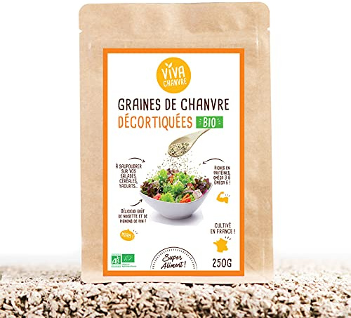 Graines de Chanvre Bio Décortiquées - 250g - Riche en Protéines végétales Oméga 3 et 6
