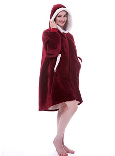 Batas De Casa Mujer Invierno Cortas Albornoz De Microfibra Baño Manta De Felpa Suave Y Cálida Ropa De Dormir con Cremallera Manta Bata Sudadera con Capucha Hombres Mujeres Manta Polar