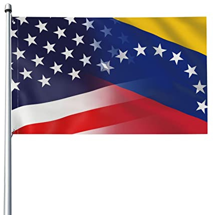 Bandera de Venezuela y Estados Unidos de 3 x 5 pies, colores vivos y resistente a la decoloración UV, banderas decorativas para interiores y exteriores