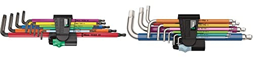 Wera 967 TX XL Multicolour 1 BlackLaser Long TORX® L-Key Set, TX 8-40, 9pc, 05024480001 & 3950 Spkl/9 Metric Hex Key Set Multicolour, Set of 9 Stainless Steel, Pack of 1 05022669001