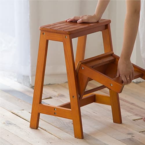Escabeau Pliant Bois 2 Marches Échelles Tabouret Léger et Pliable pour Intérieur et Extérieur - Maison Cuisine Loft Camping - Capacité 150 kg