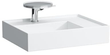LAUFEN Kartell Aufsatzwaschtisch, Ablage rechts, 2 Hahnlöcher, ohne Überlauf, 600x460mm, H8183347168151, Farbe: Schwarz Matt