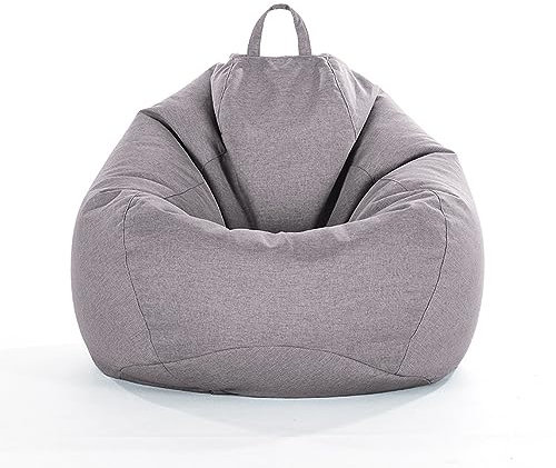 Fansu Puff Salon Bean Bag Grande para Adultos y Niños, Lino Color Sólido Puf Sin Relleno Bolsa Almacenamiento de Ropa, Puff Infantiles para Uso Interior y Exterior (M,Gris Oscuro)