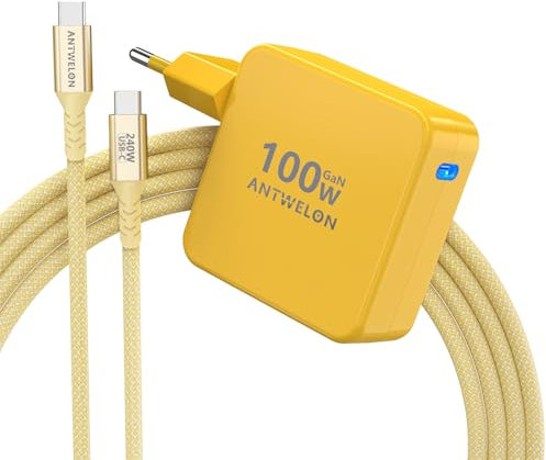 ANTWELON 100W USB C Chargeur GAN Ordinateur Portable Type C pour MacBook Pro 16 15 14 Zoll, MacBook Air, iPad Pro, Galaxy S24 S23, Dell XPS, HP, Lenovo Thinkpad Yoga, Tablet