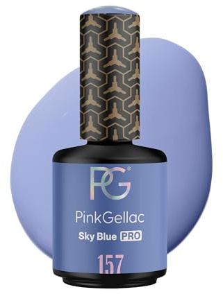 Pink Gellac Gel Nagellack UV, Veganes Nagelgel - 157 Sky Blue 15 ml | Gelnagellack für UV Lampe, Einfache Anwendung Nail Polish für 14 Tage Salonqualität, Gellack Made in Holland