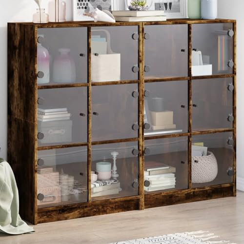 LLEZKBR Möbelstück-Bookcase mit Türen Räuchereiche 136x37x109cm Holzwerkstoff