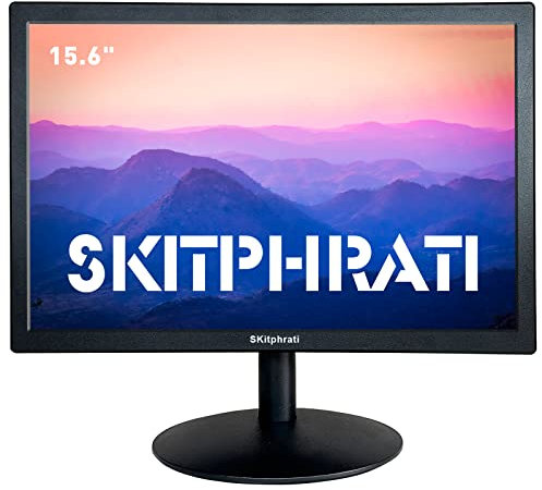 SKitphrati 15.6 Zoll Small Business Computer Monitor - 1920 x 1080 PC Monitor mit HDMI und VGA, 5ms, 60 Hz, 250 nits, 16:9, Neigbar, VESA 75x75, PC Bildschirm, Schwarz