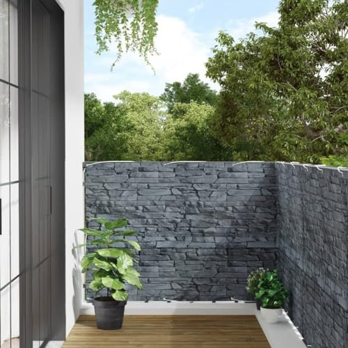 Lauuoeriau hårdvara, staket och barriärer, staketpaneler, balkong insynsskyddsskärm kantsten look grå 600 x 120 cm PVC