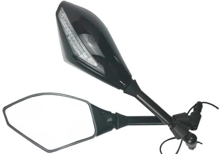 Motorrad Rückspiegel Motorrad Rückspiegel Blinker Seite Spiegel Mit Blinker Anzeige 10mm Für Suzuki Für Ducati Spiegel Set Links & RECHTS(Schwarz)