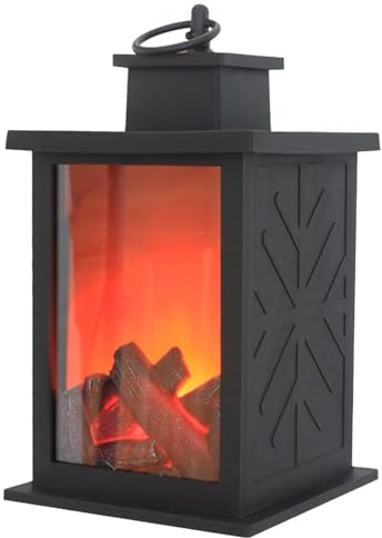 Cheminée Électrique Sans Flamme Réaliste LED Cheminée Lanterne Alimenté Par Batterie Portable Table Brûleur À Bûches Électrique Effet Feu For La Décor Fausse Cheminée Entoure Lampe D'ambiance De Chemi