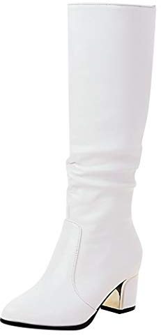 Bottes hautes femmes en cuir talon épais haut bout pointu bottes cuissardes antidérapantes bottes femmes automne hiver mode et polyvalentes bottines classiques décontractées confortables bottes de