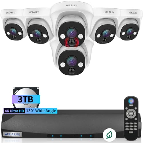 【Audio a 2 vie】 Sistema di telecamere di sicurezza cablate, sistemi di telecamere di sicurezza domestiche, telecamere IP POE per esterni Kit di sorveglianza DVR