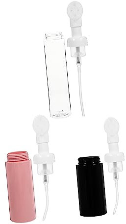 DRESSOOS Lot De 3 Bouteilles Moussantes Portables Transparentes 80ml, 50ml Et 30ml Brosse Intégrée, Distributeurs De Mousse Pratiques pour Cosmétiques Visage Et Gel Bain, pour Voyage