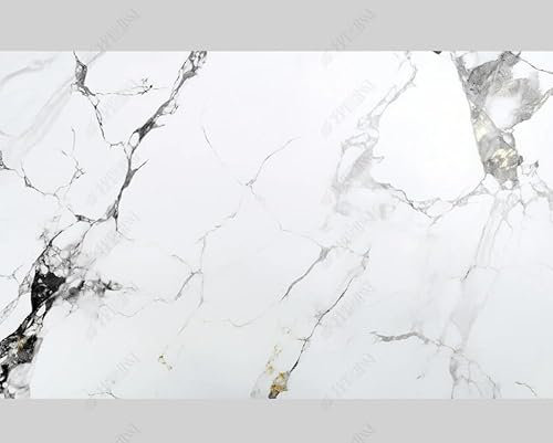 MZOwallpaper Papier Peint Intissé Marbrage Blanc Poster Tableaux Muraux Tapisserie Photo Trompe L'Oeil Salon Chambre Art Mural 400Cm(L) X280Cm(H)