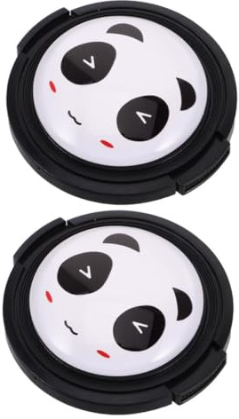 52mm Objektivdeckel aus Kunststoff mit Panda Muster für Kameralinsen | 2 Stück, Seitlicher Klemmbereich, für Porträtaufnahmen und Reiseeinsatz