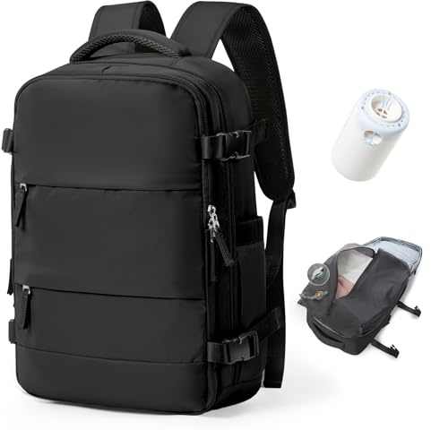 BJLFS Vakuum Rucksack Handgepäck mit Vakuumsystem Ryanair Handgepäck Reiserucksack Airbag Rucksack mit Vakuumpumpe Damen 14 zoll mit Laptopfach Carry on Luggage
