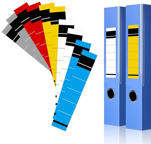 Yezirzax 50 pezzi di dorso autoadesivo, 5 colori 19 x 3,6 cm di larghezza, raccoglitore per etichette, etichette per la schiena, autoadesive, per raccoglitori larghi 5 – 6 cm (19 x 3,6 cm, multicolore