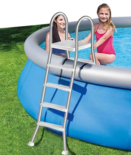 AIBOTY Échelle de piscine hors-sol - Escalier de piscine à 4 marches avec double mains courantes et marches antidérapantes pour piscines hors-sol de 135 cm - Charge maximale : 250 kg