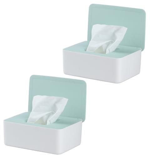 Scatola portaoggetti per salviette umidificate con coperchio, porta dispenser per tovaglioli di carta igienica, scrivania per casa e ufficio, verde (verde-2)