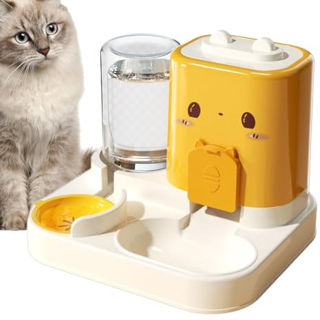 Rrlihjgu Dispensador Automático para Perros - Alimentador Automático De Comida Seca Y Agua para Gatos | Dispensador De Premios De Gran Capacidad con Boles para Alimentación E Hidratación Interior