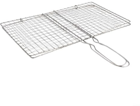 Griglia per barbecue a rete per pesce, carne e verdure, manico lungo per una manipolazione sicura (20 x 35 cm)