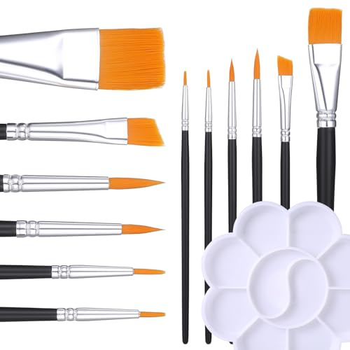ElevateTech 6 Stück Pinsel Set Gesichtsmalpinsel Profi Künstlerpinsel Set | mit Farbtablett, für Körperkunst, und Gesichtsbemalung, Nylon, Acrylfarben Pinsel, für Acryl, Öl, Gouache, Karneval, Cosplay