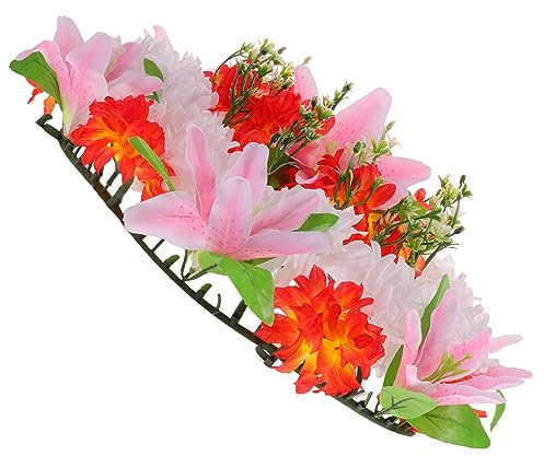 VALICLUD Künstlicher Blumenkranz Fürs Grab Trauerkranz Friedhofsdeko Aus Hochwertigen Kunstblumen Zarter Opferkranz Mit Filigranem Design